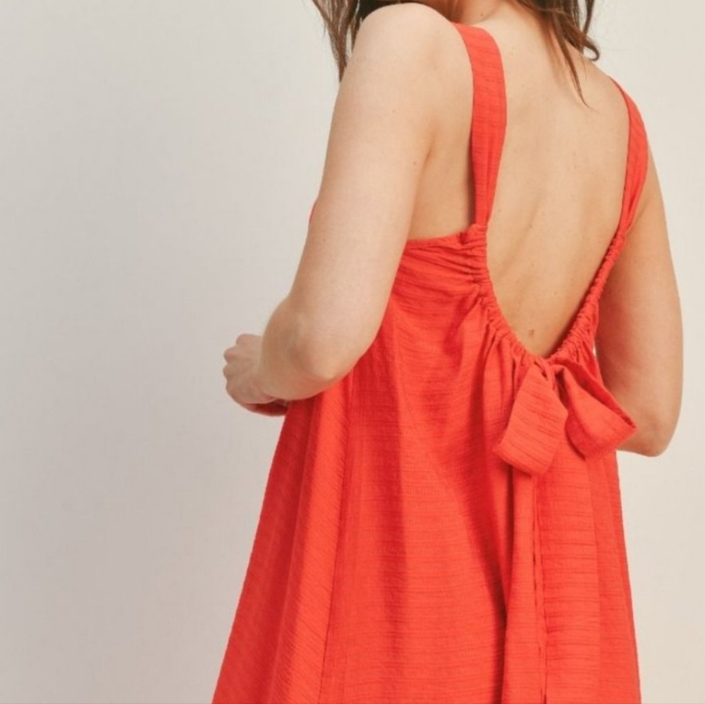 Lush Flowy Long Dress Sleeveless Maxi Red Orange Cotton Bohemian Boho Hippie L - Picture 3 of 11